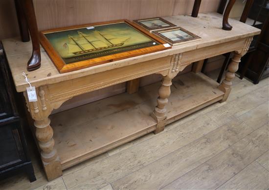 A pine two tier serving table L.193cm